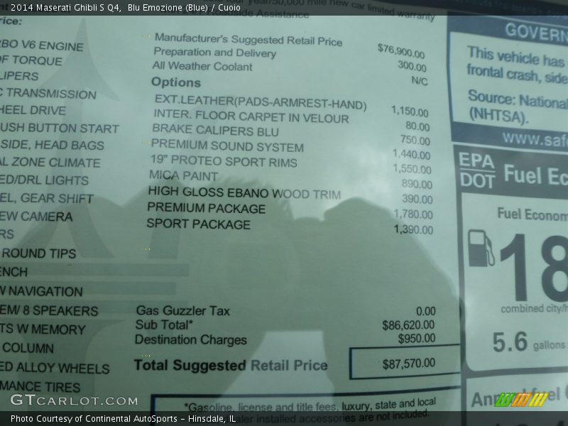 Blu Emozione (Blue) / Cuoio 2014 Maserati Ghibli S Q4