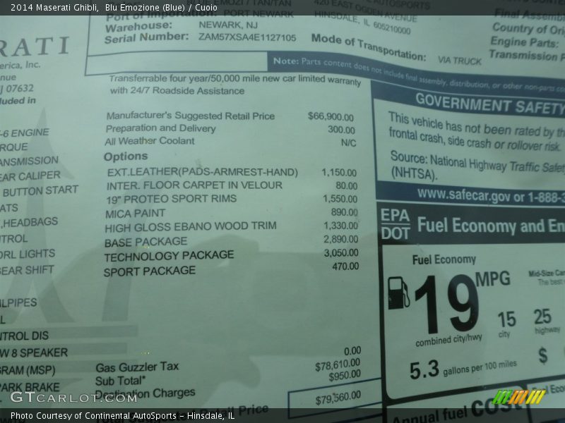 Blu Emozione (Blue) / Cuoio 2014 Maserati Ghibli