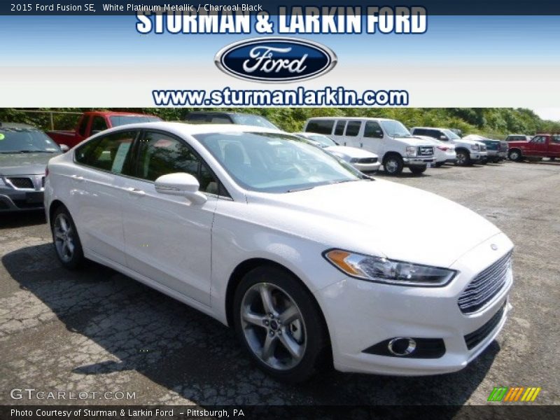 White Platinum Metallic / Charcoal Black 2015 Ford Fusion SE