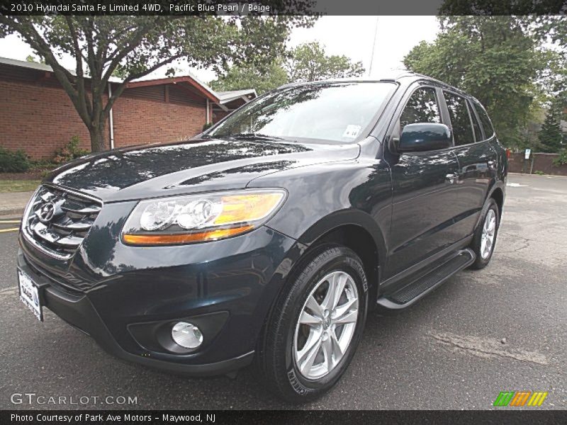 Pacific Blue Pearl / Beige 2010 Hyundai Santa Fe Limited 4WD