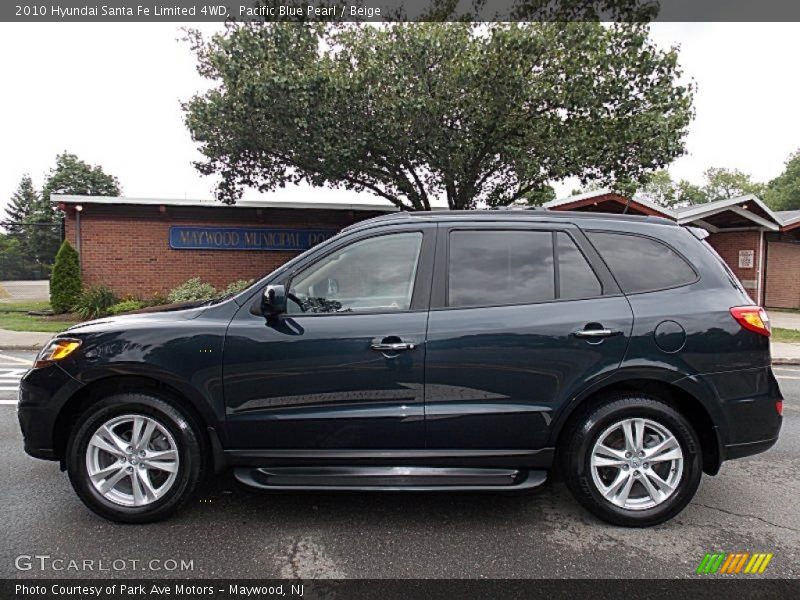 Pacific Blue Pearl / Beige 2010 Hyundai Santa Fe Limited 4WD
