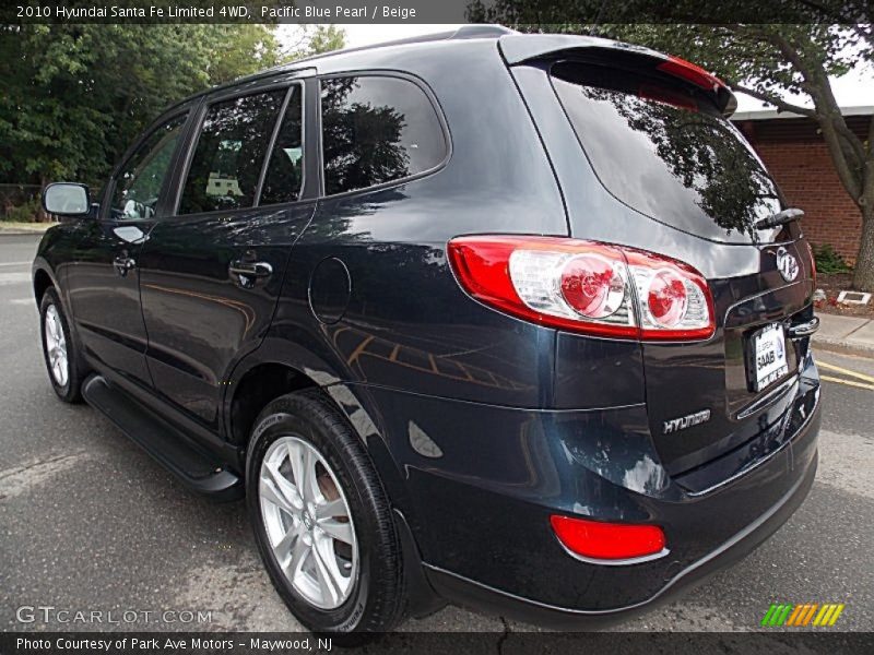 Pacific Blue Pearl / Beige 2010 Hyundai Santa Fe Limited 4WD