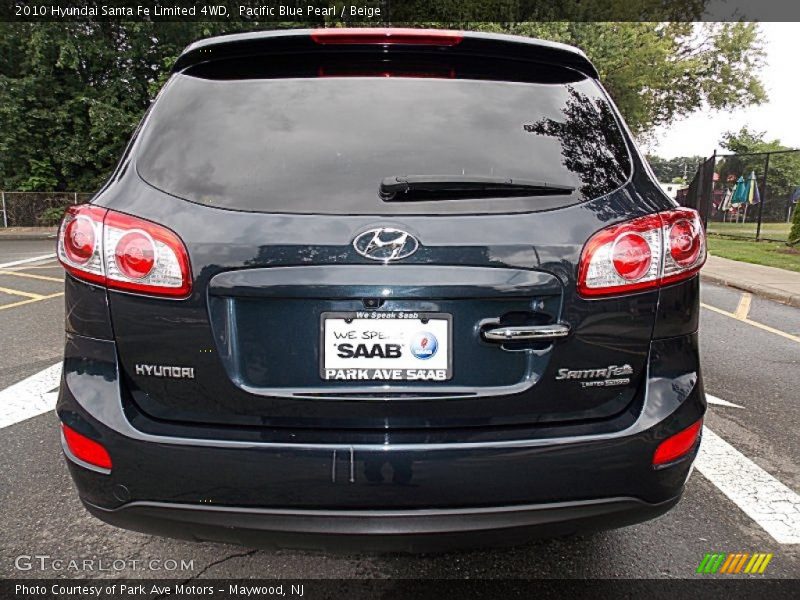 Pacific Blue Pearl / Beige 2010 Hyundai Santa Fe Limited 4WD
