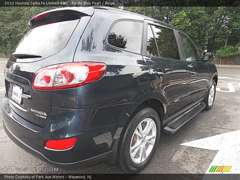 Pacific Blue Pearl / Beige 2010 Hyundai Santa Fe Limited 4WD