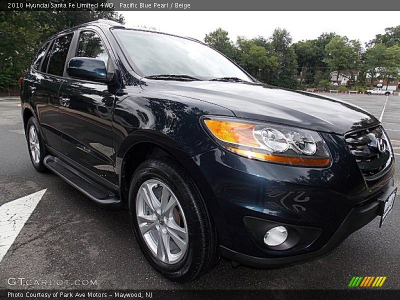 Pacific Blue Pearl / Beige 2010 Hyundai Santa Fe Limited 4WD