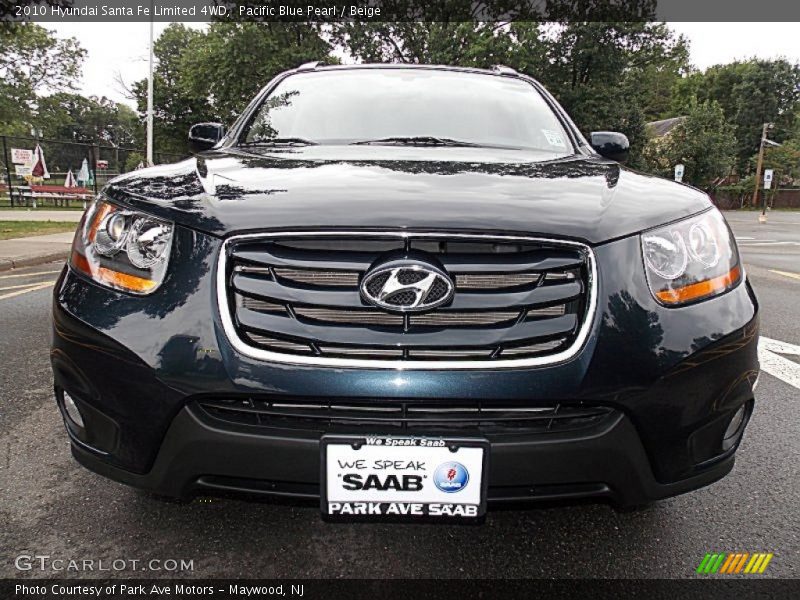 Pacific Blue Pearl / Beige 2010 Hyundai Santa Fe Limited 4WD