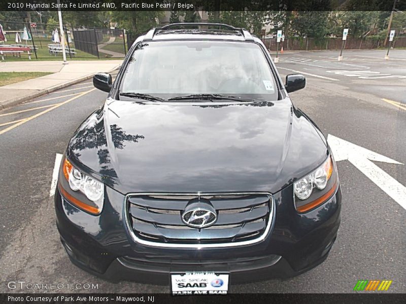 Pacific Blue Pearl / Beige 2010 Hyundai Santa Fe Limited 4WD