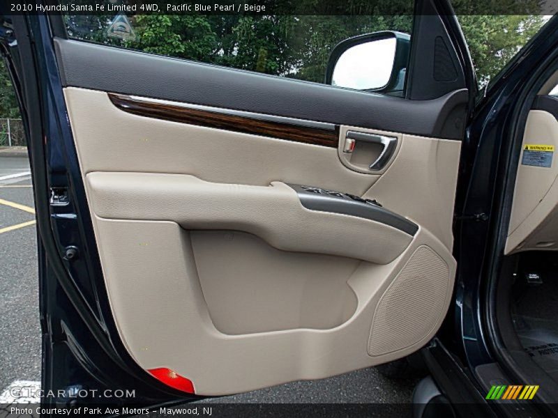 Pacific Blue Pearl / Beige 2010 Hyundai Santa Fe Limited 4WD