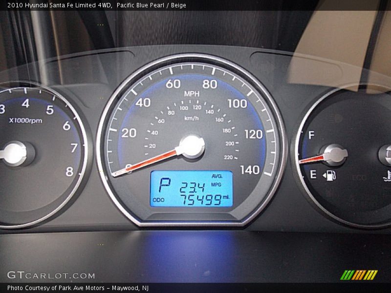 Pacific Blue Pearl / Beige 2010 Hyundai Santa Fe Limited 4WD