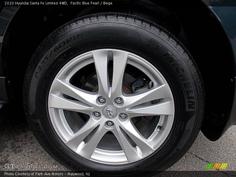 Pacific Blue Pearl / Beige 2010 Hyundai Santa Fe Limited 4WD