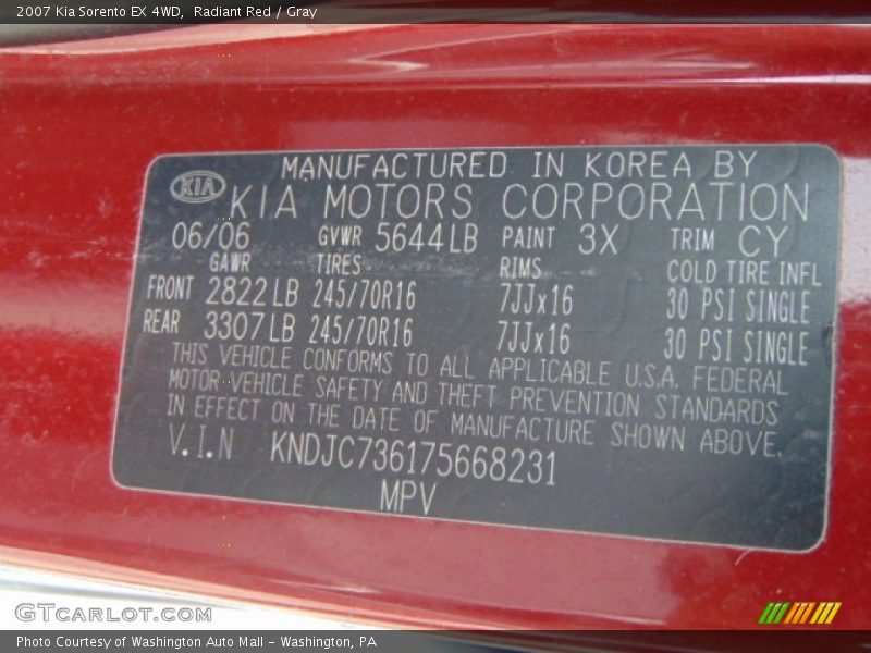 Radiant Red / Gray 2007 Kia Sorento EX 4WD