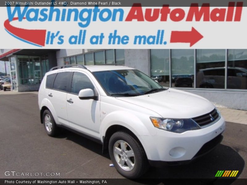 Diamond White Pearl / Black 2007 Mitsubishi Outlander LS 4WD