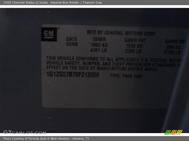 Imperial Blue Metallic / Titanium Gray 2008 Chevrolet Malibu LS Sedan