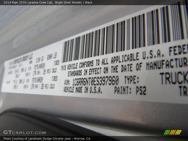Bright Silver Metallic / Black 2014 Ram 1500 Laramie Crew Cab