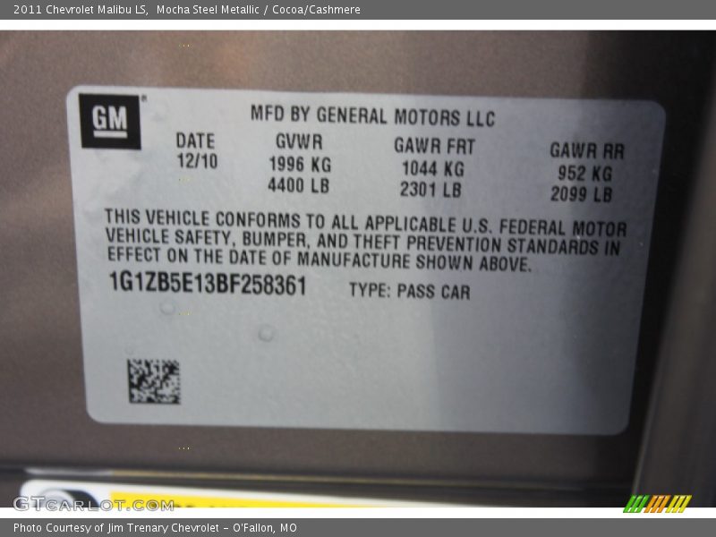 Mocha Steel Metallic / Cocoa/Cashmere 2011 Chevrolet Malibu LS