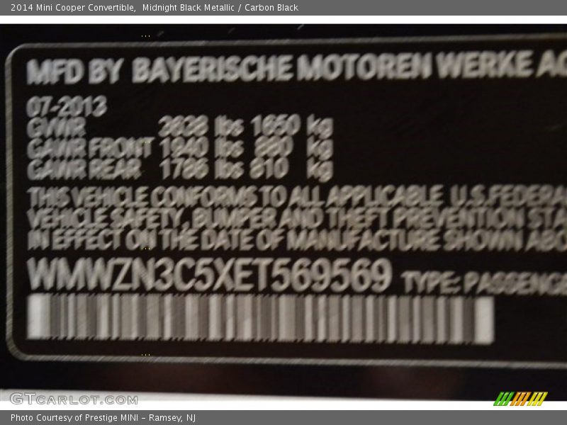 Midnight Black Metallic / Carbon Black 2014 Mini Cooper Convertible