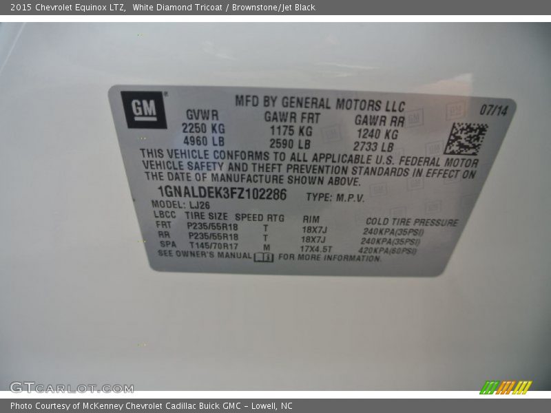White Diamond Tricoat / Brownstone/Jet Black 2015 Chevrolet Equinox LTZ