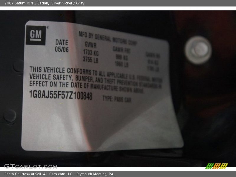 Silver Nickel / Gray 2007 Saturn ION 2 Sedan