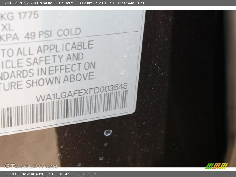 Teak Brown Metallic / Cardamom Beige 2015 Audi Q7 3.0 Premium Plus quattro