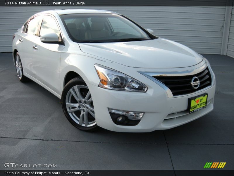 Pearl White / Beige 2014 Nissan Altima 3.5 SL