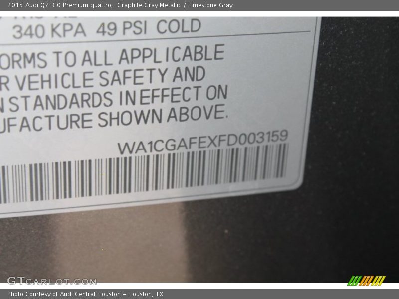 Graphite Gray Metallic / Limestone Gray 2015 Audi Q7 3.0 Premium quattro