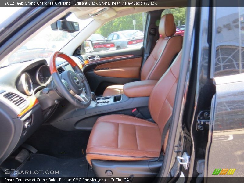 Brilliant Black Crystal Pearl / New Saddle/Black 2012 Jeep Grand Cherokee Overland