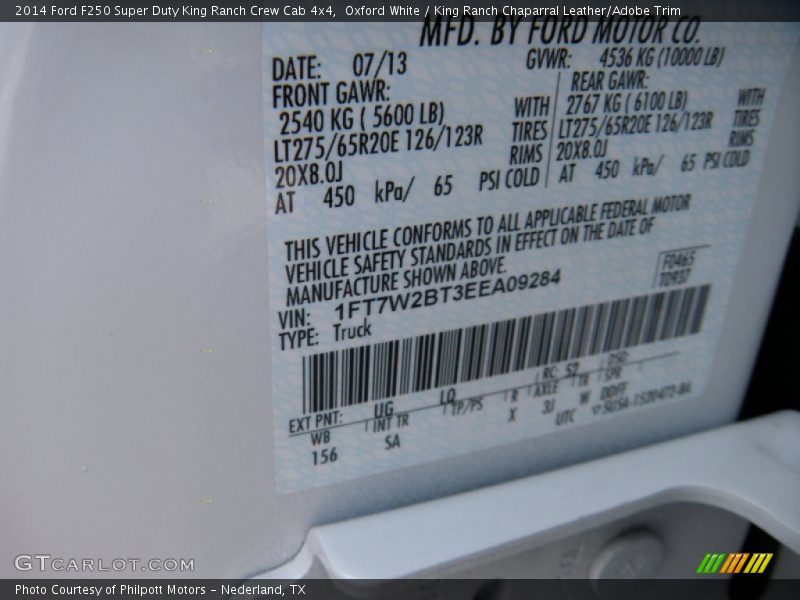 Oxford White / King Ranch Chaparral Leather/Adobe Trim 2014 Ford F250 Super Duty King Ranch Crew Cab 4x4