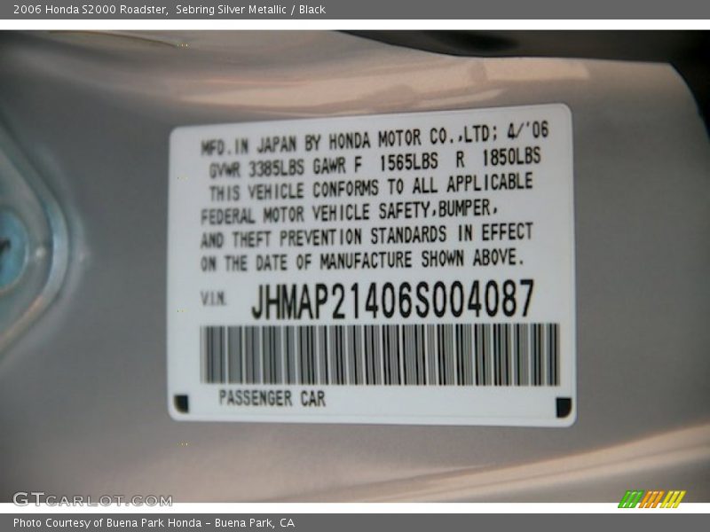 Sebring Silver Metallic / Black 2006 Honda S2000 Roadster