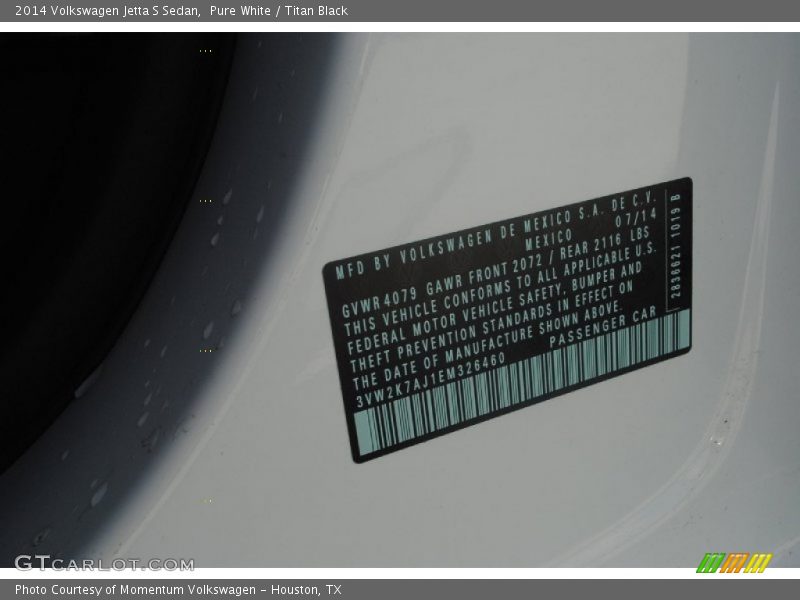 Pure White / Titan Black 2014 Volkswagen Jetta S Sedan