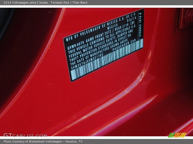 Tornado Red / Titan Black 2014 Volkswagen Jetta S Sedan