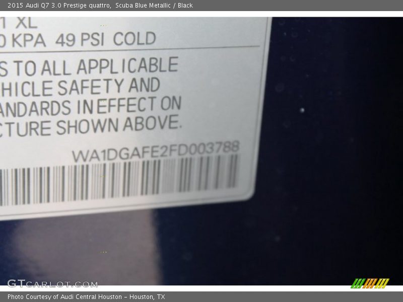 Scuba Blue Metallic / Black 2015 Audi Q7 3.0 Prestige quattro