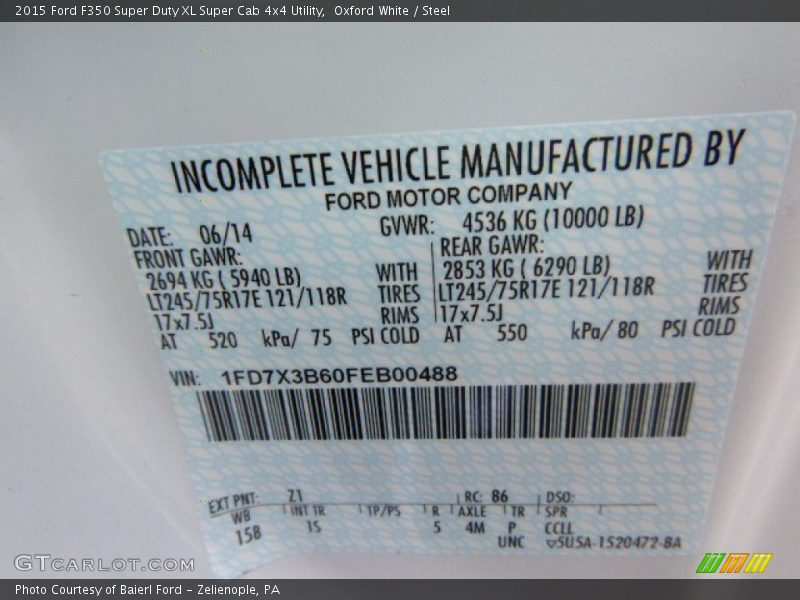 Oxford White / Steel 2015 Ford F350 Super Duty XL Super Cab 4x4 Utility