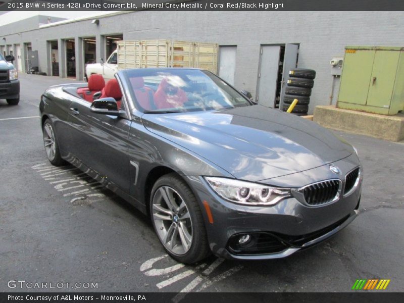 Mineral Grey Metallic / Coral Red/Black Highlight 2015 BMW 4 Series 428i xDrive Convertible