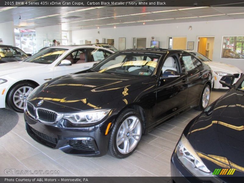 Carbon Black Metallic / Ivory White and Black 2015 BMW 4 Series 435i xDrive Gran Coupe