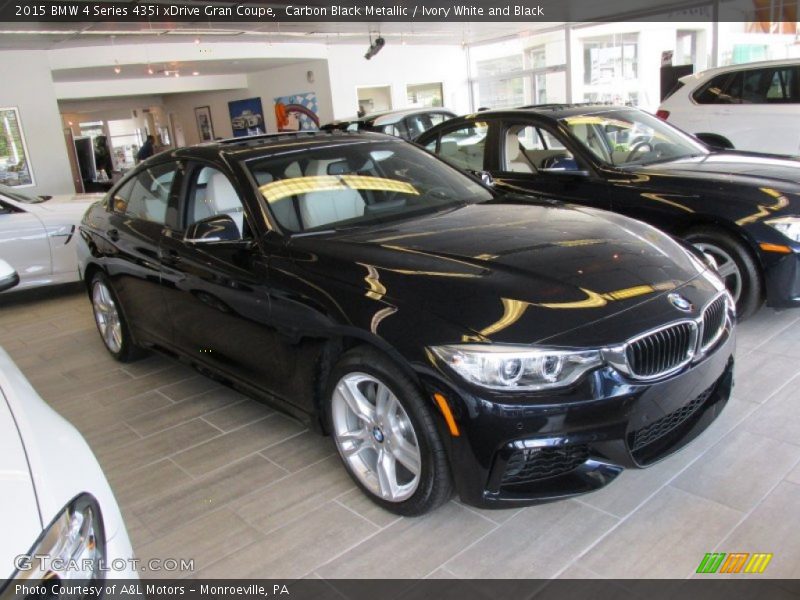 Carbon Black Metallic / Ivory White and Black 2015 BMW 4 Series 435i xDrive Gran Coupe