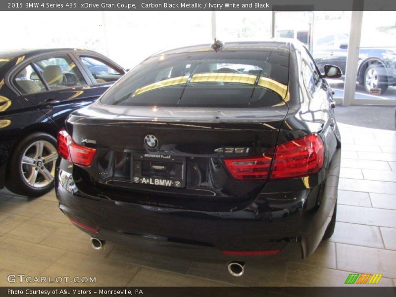 Carbon Black Metallic / Ivory White and Black 2015 BMW 4 Series 435i xDrive Gran Coupe