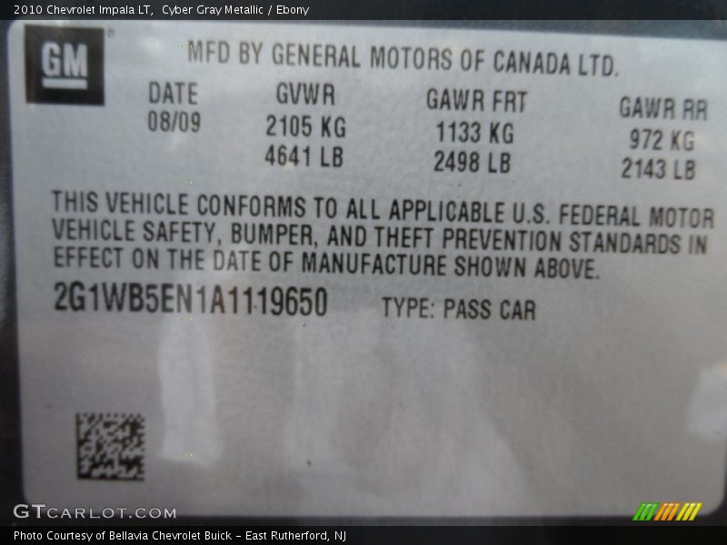 Cyber Gray Metallic / Ebony 2010 Chevrolet Impala LT