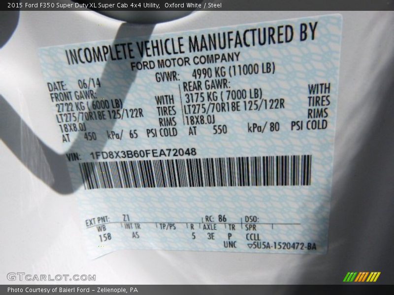 Oxford White / Steel 2015 Ford F350 Super Duty XL Super Cab 4x4 Utility