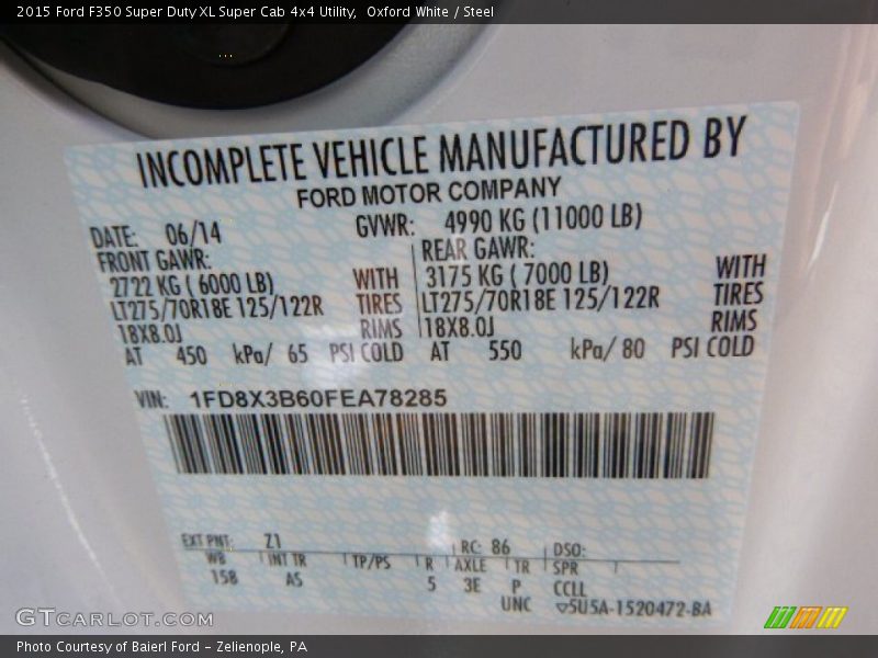 Oxford White / Steel 2015 Ford F350 Super Duty XL Super Cab 4x4 Utility