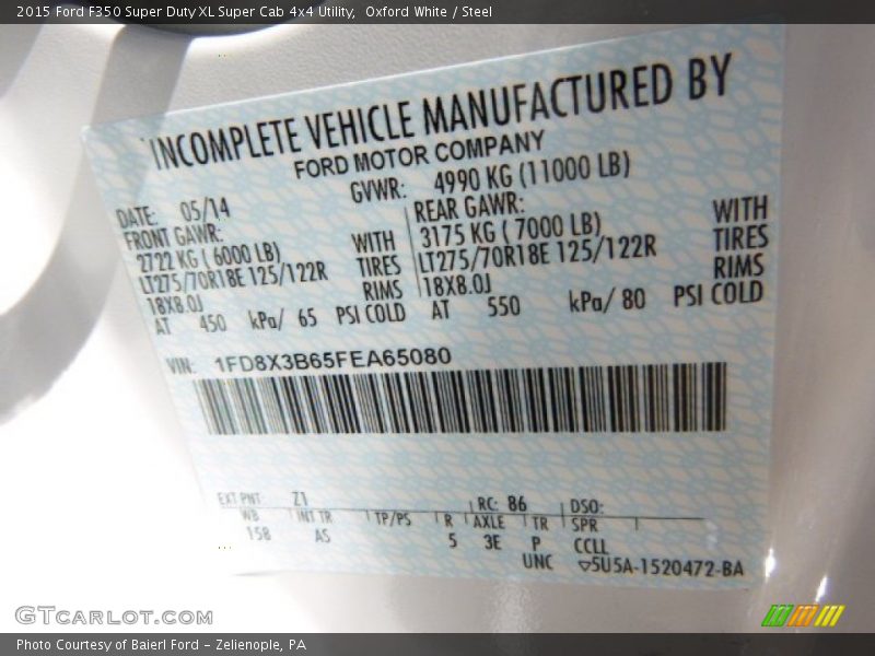 Oxford White / Steel 2015 Ford F350 Super Duty XL Super Cab 4x4 Utility