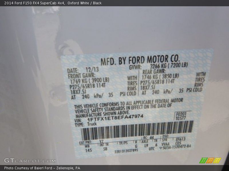 Oxford White / Black 2014 Ford F150 FX4 SuperCab 4x4