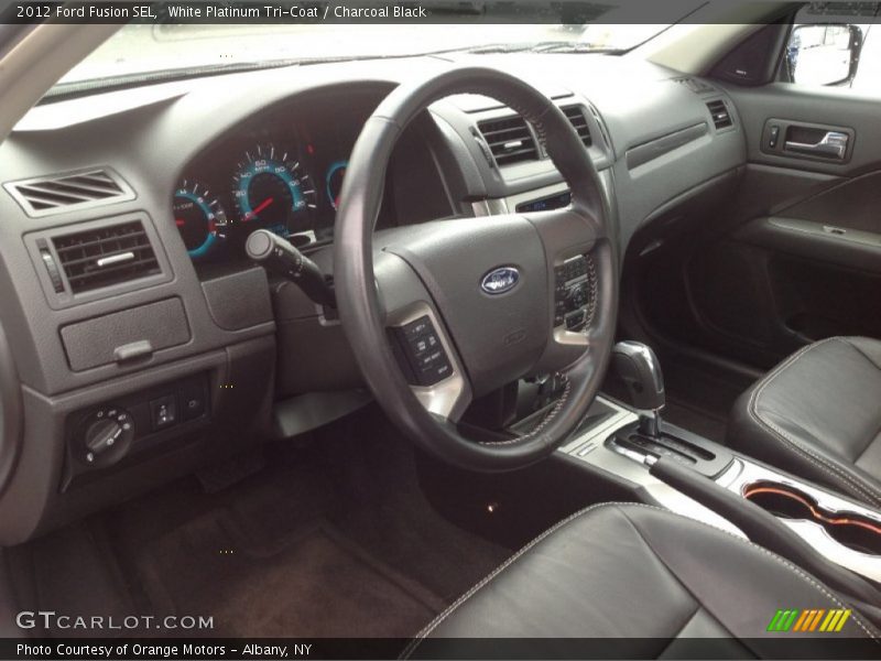 White Platinum Tri-Coat / Charcoal Black 2012 Ford Fusion SEL