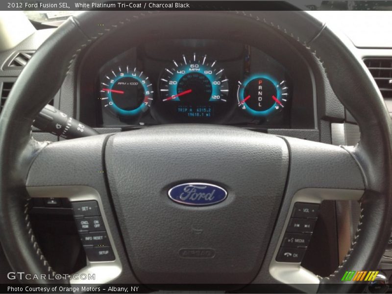 White Platinum Tri-Coat / Charcoal Black 2012 Ford Fusion SEL