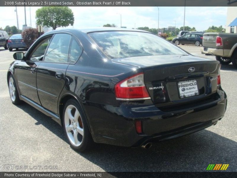 Obsidian Black Pearl / Off Black 2008 Subaru Legacy 2.5i Limited Sedan