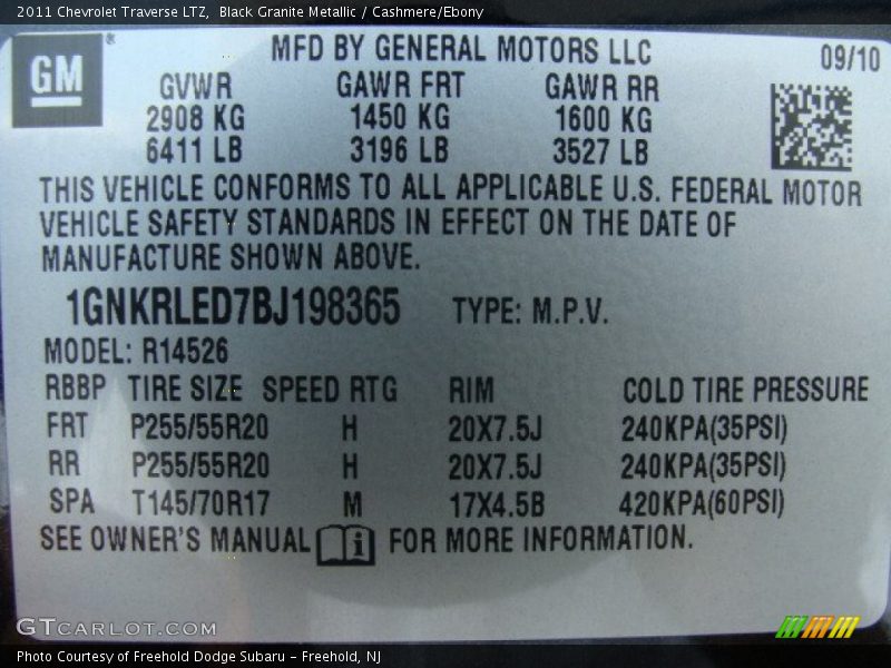 Black Granite Metallic / Cashmere/Ebony 2011 Chevrolet Traverse LTZ