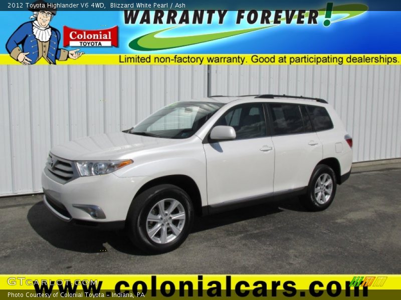 Blizzard White Pearl / Ash 2012 Toyota Highlander V6 4WD