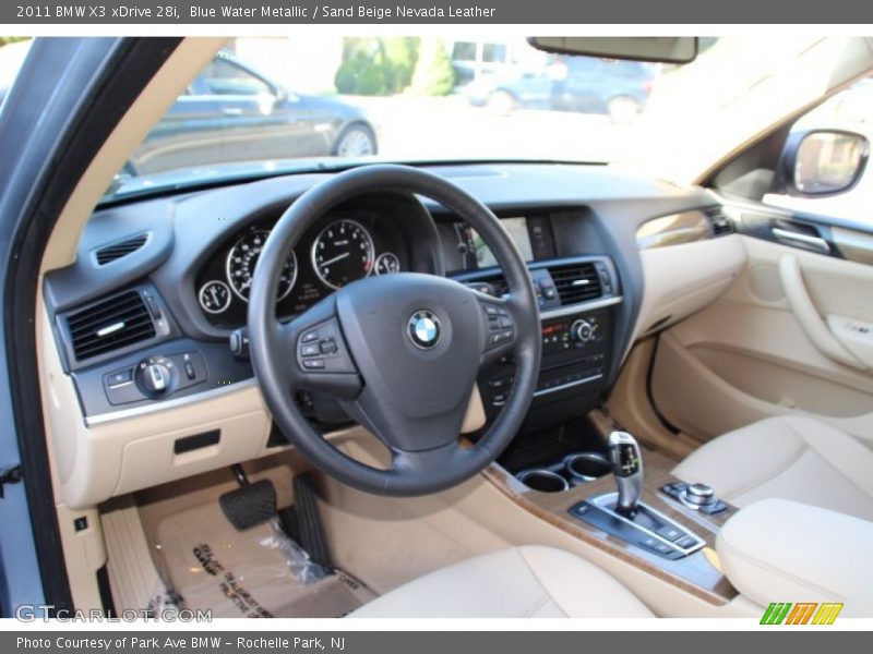 Blue Water Metallic / Sand Beige Nevada Leather 2011 BMW X3 xDrive 28i