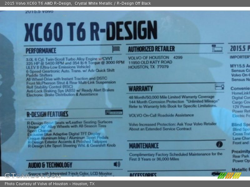Crystal White Metallic / R-Design Off Black 2015 Volvo XC60 T6 AWD R-Design