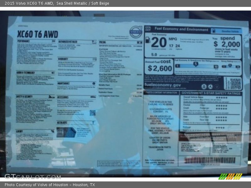 Sea Shell Metallic / Soft Beige 2015 Volvo XC60 T6 AWD