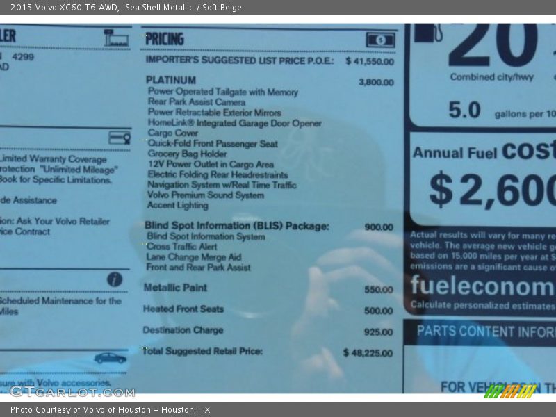 Sea Shell Metallic / Soft Beige 2015 Volvo XC60 T6 AWD